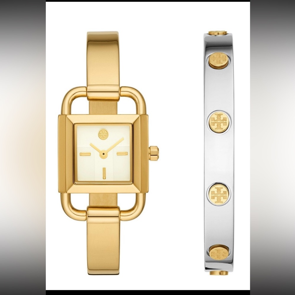 Tory Burch Women's Phipps Gold-Tone Stainless Steel Bracelet Watch 22mm GiftSet